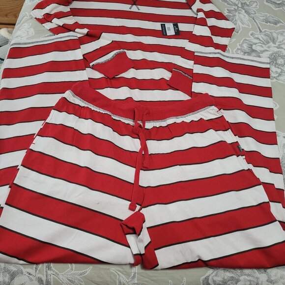 Eddie Bauer Holiday Red & White Striped 100% Cotton Sleep Set Size Medium NWT - Picture 6 of 10